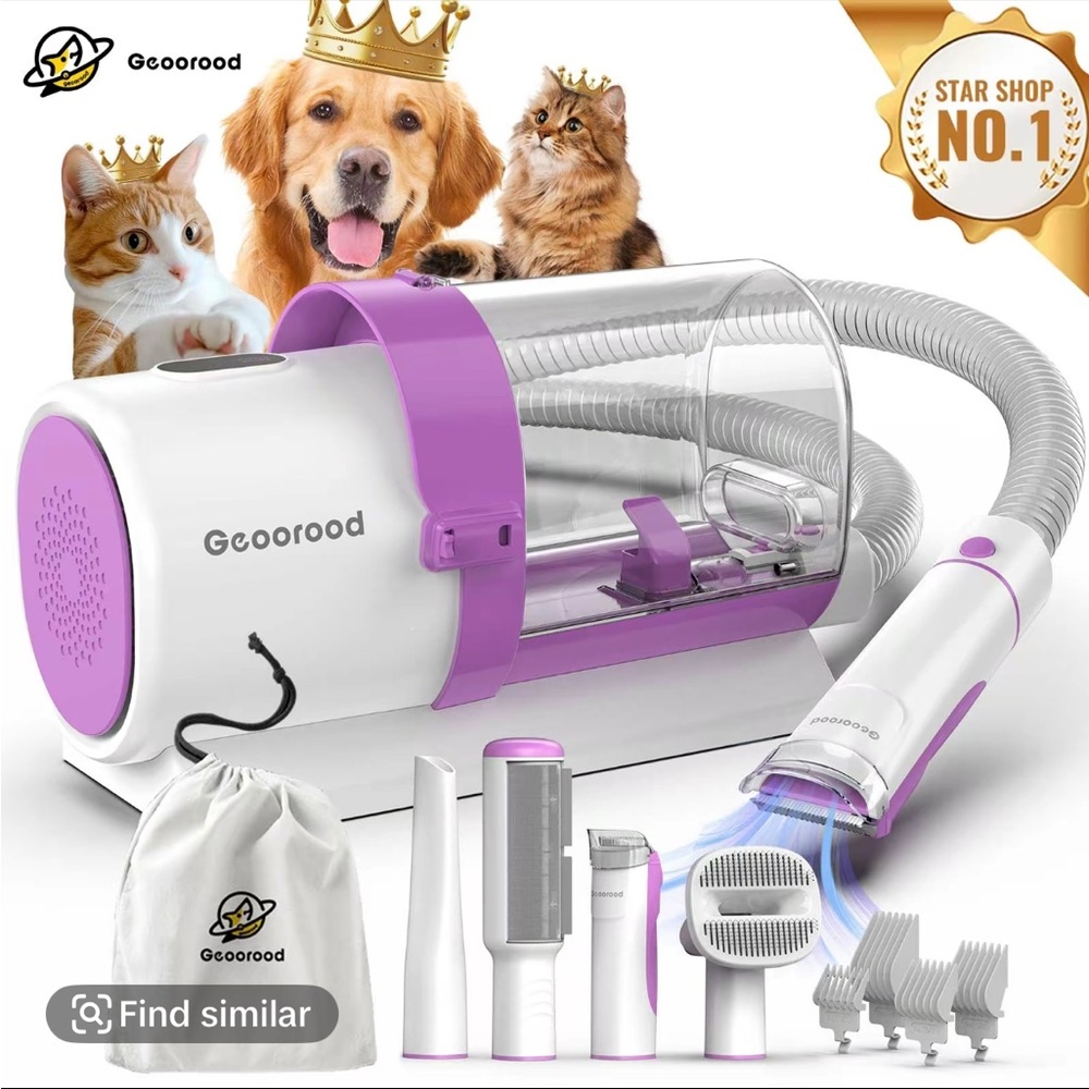 Geoorood Pet Grooming Vacuum Kit in White and Purple